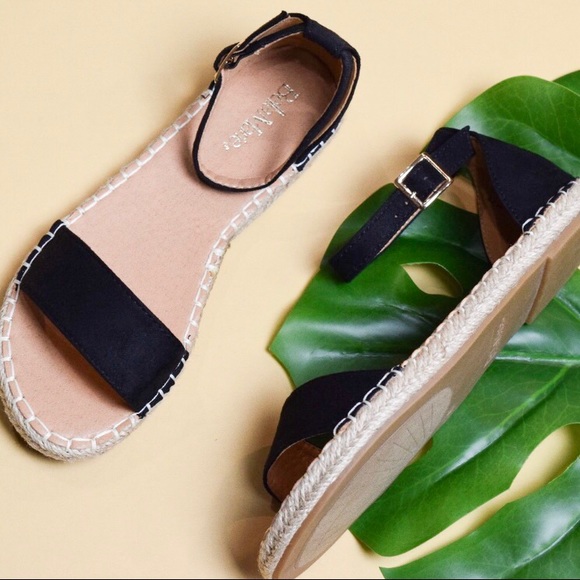 LAST PAIR ✨ Black Espadrille Flat Sandals - Picture 2 of 5